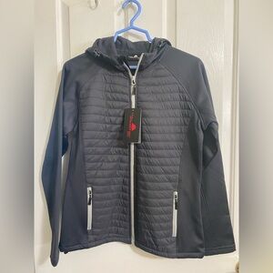 THE WEATHER CO.  WOMENS Black and Gray Hooded Jacket